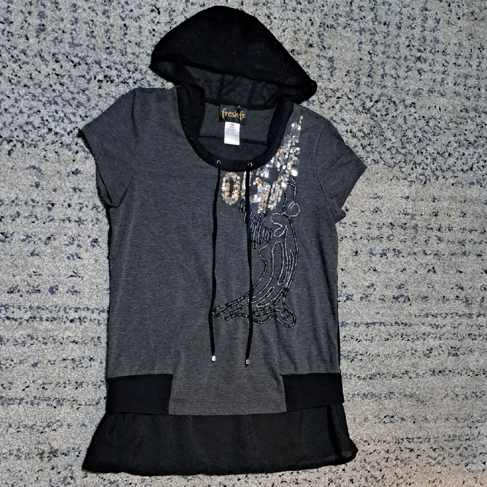Fresh FX Gray and Black Hooded Tunic